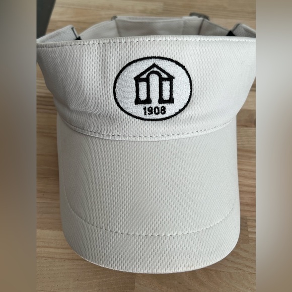 1908 Visor Hat White and Black Adjustable Buckle Back - Picture 3 of 6